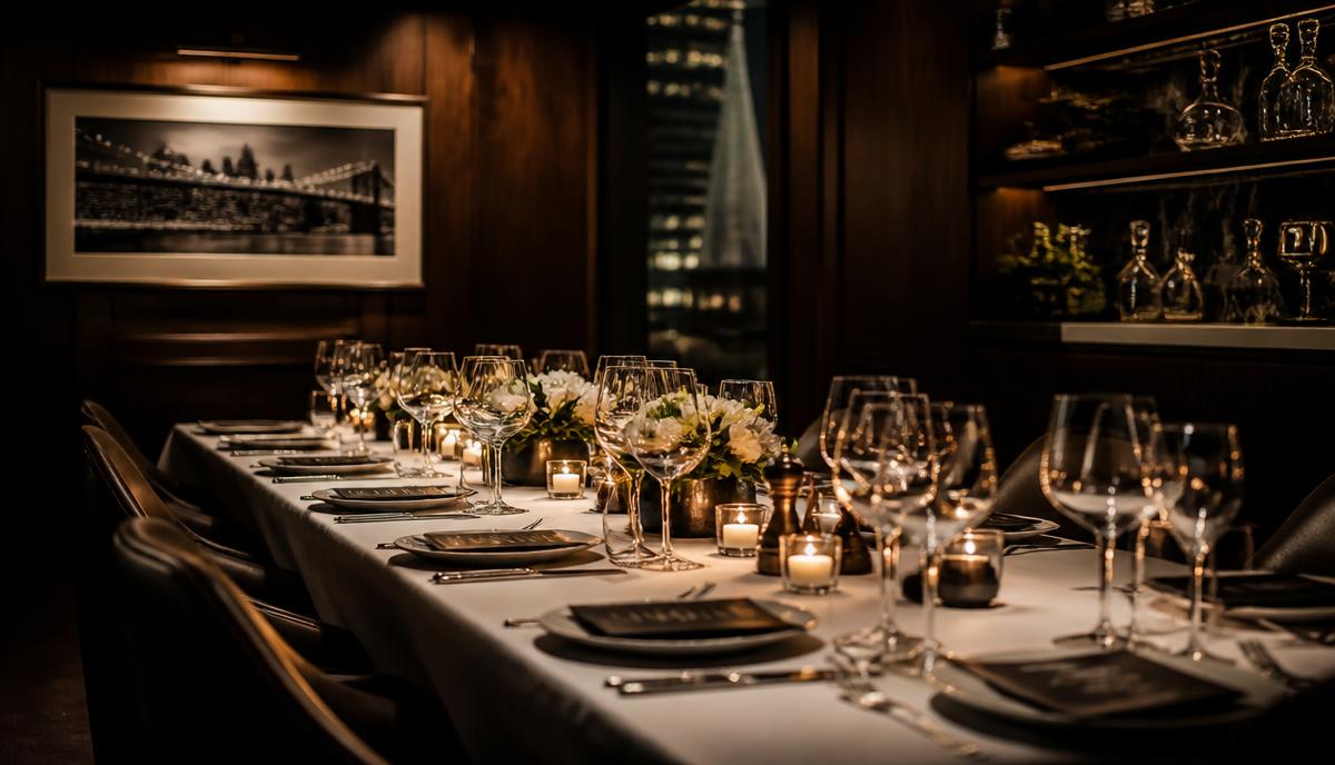 Private dining room in San Francisco set for an executive dinner