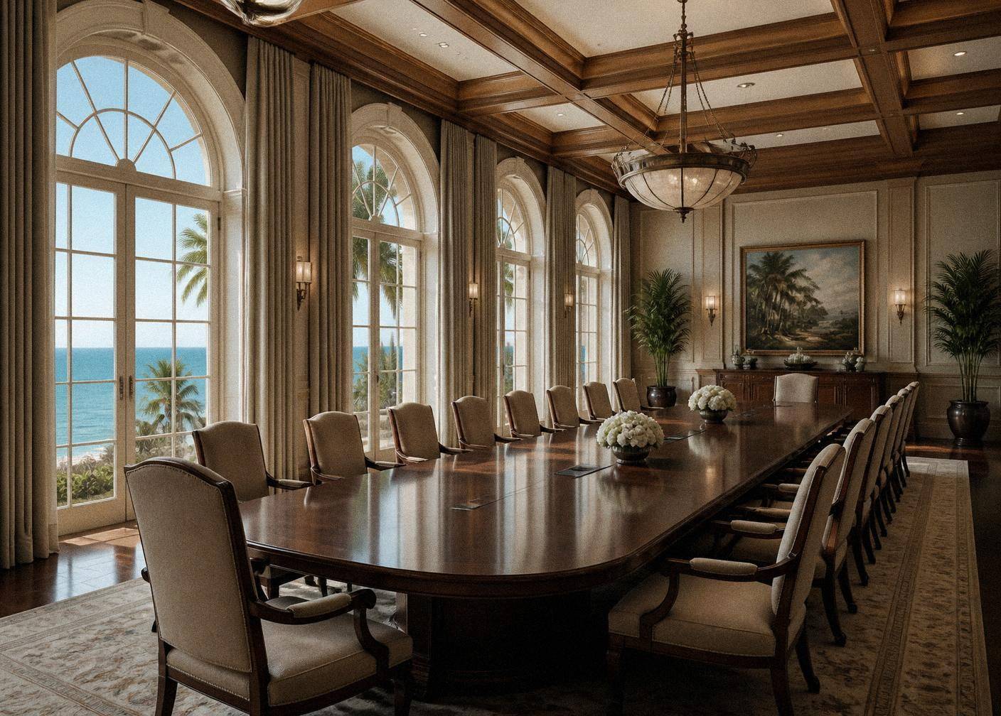 Private oceanfront boardroom in Palm Beach